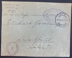 1917 Aus South West Africa WW1 German POW Censored Cover To Lüderitzbucht