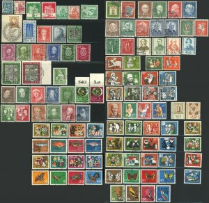GERMANY #B298-B407 Semi Postal Stamps Collection 1948-1965 Used