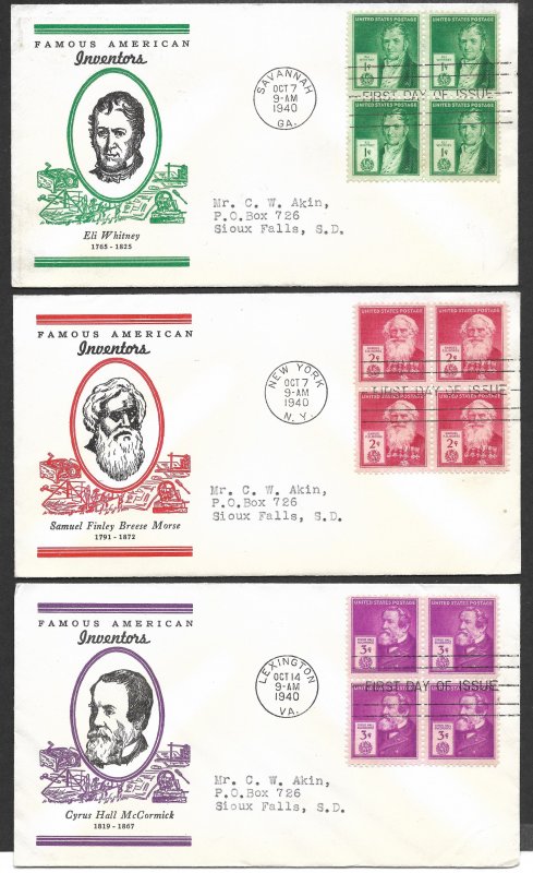 Doyle's_Stamps: Complete Akins Famous Americans Linnprint Cache FDC Set