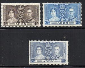 Aden Sc 13-15 1937 Coronation Geo0rge VI stamp set mint