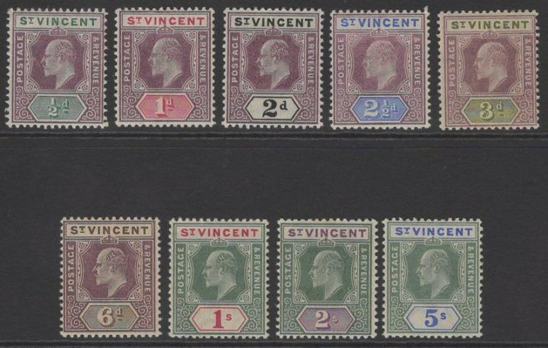 ST.VINCENT SG76/84 1902 WMK CROWN CA SET MTD MINT