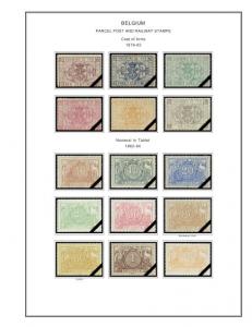 COLOR PRINTED BELGIUM RAILWAYS POST 1879-1987 STAMP ALBUM PAGES (54 ill. pages)