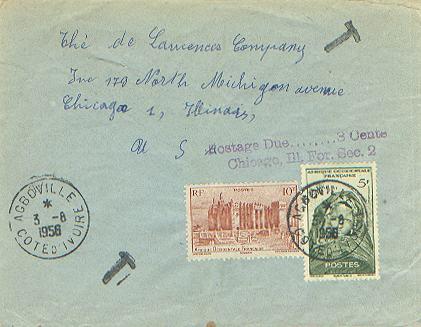 French West Africa 10F Djenne Mosque and 5F Woman of Mauritania 1956 Agbovill...