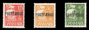 Denmark #Q12-14 Cat$72, 1927-30 Parcel Post, set of three, hinge remnants