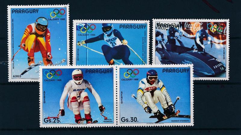 [55499] Paraguay 1987 Olympic games Calgary Skiing Bobsleigh MNH