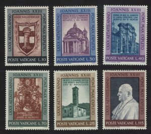 Vatican Pope John XXIII's 80th Birthday 6v 1961 MNH SC#317-322 SG#359-364