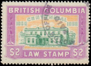 British Columbia #BCL50, Complete Set, #2 Law Stamp, 1958, Used