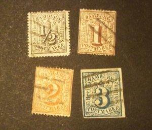 GER. STATE HAMBURG #s 13-15, &17 USED CV $66.00