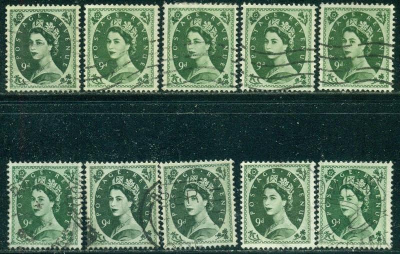 GREAT BRITAIN SG-582, SCOTT # 365, USED, 10 STAMPS, GREAT PRICE!