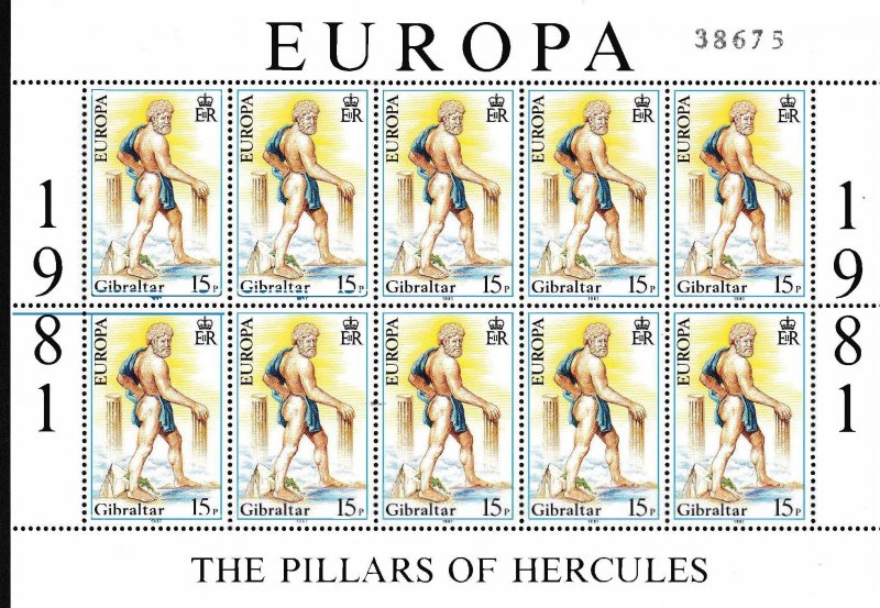 Gibralter 1981 Europa Sheets of Ten Scott 400-401 Pillars of Hercules VF/NH/(**)