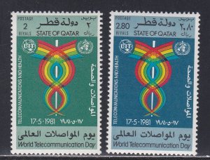 Qatar # 599-600, World Telecommunications Day, NH, 1/2 Cat.