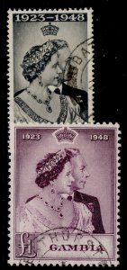 GAMBIA GVI SG164-165, 1949 ROYAL SILVER WEDDING set, FINE USED. Cat £26.