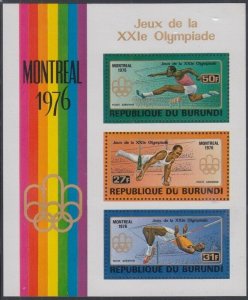 BURUNDI Sc# C240 CPL MNH- SOUVENIR SHEET of 3 for MONTREAL 1976 SUMMER OLYMPICS