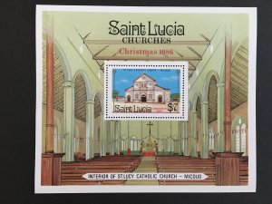 1986 ST LUCIA Sc# 871 Christmas Churches Souvenir Sheet MNH