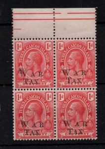 Turks & Caicos KGV 1d War Tax Double Impression W (1st stamp) WS37210