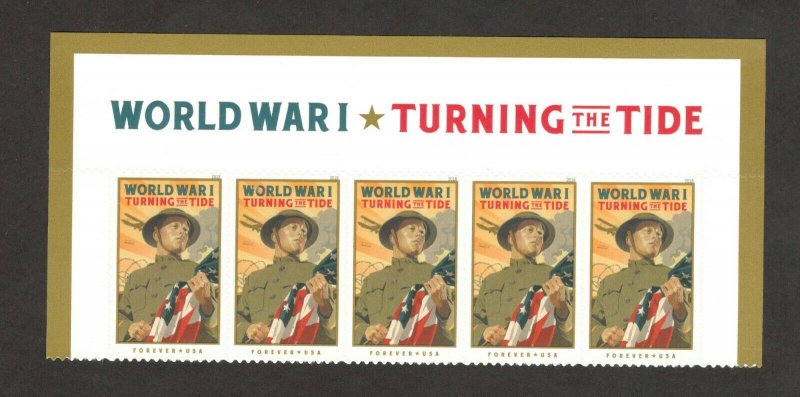 5300 WW1: Turning The Tide Header With 5 Stamps Mint/nh FREE SHIPPING