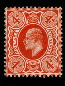 GB SG278 1911 4d BRIGHT ORANGE HARRISON p14 MNH