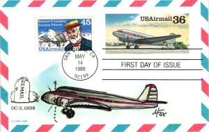 #UXC24 DC-3 Air Mail Postcard – Hand Painted Melissa Fox Cachet SCand
