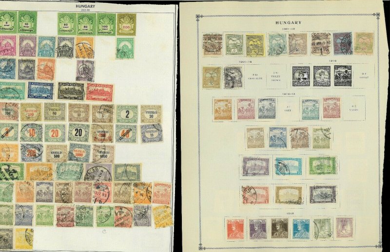 Hungary 1874-1986 M, U & CTO Hinged ona Messy Mix of Remaindered Pages.