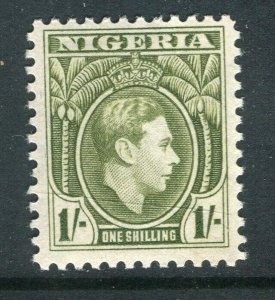 NIGERIA; 1938 early GVI portrait issue fine Mint hinged Shade of 1s. value