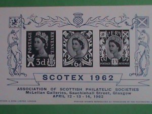 SCOTLAND STAMP: 1962 -SOCTTISH PHILATELIC SOCIETIES: SCOTEX'62 MINT NH S/S SHEET