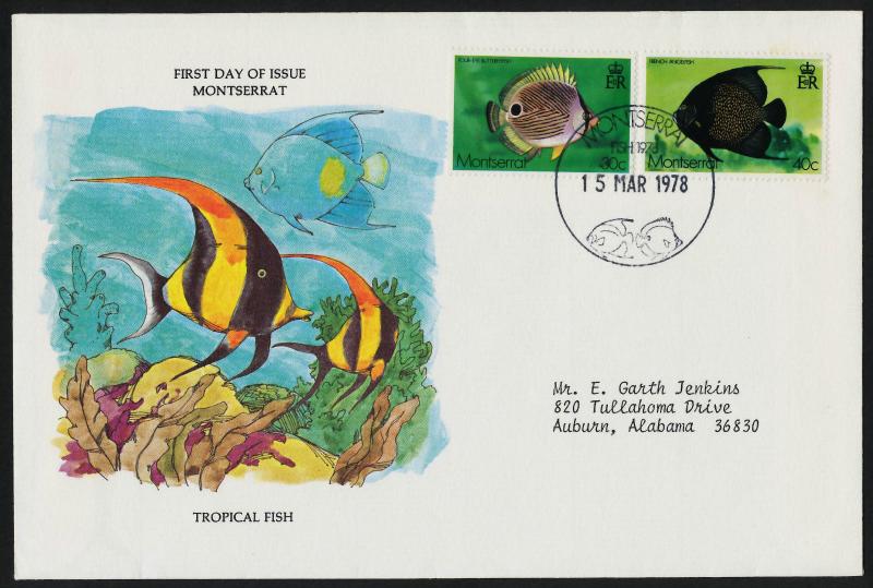 Montserrat 381-2 on FDC - Tropical Fish