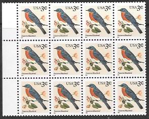 US #3033 Left Edge Block of 12 Bluebirds.  MNH
