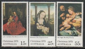 1978 Australia - Sc 688-90 - MNH VF - 3 single - Christmas