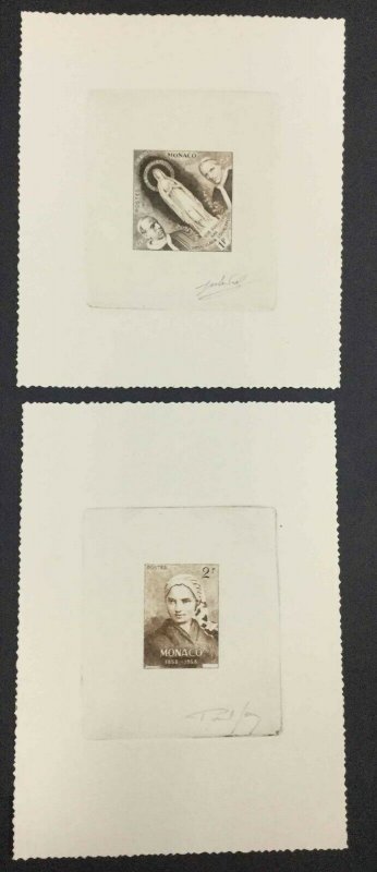 MOMEN: MONACO SC #412-422 SET OF 11 LOURDES 1958 SHEETS PROOFS SIGNED LOT #63467