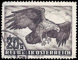 Austria 1952 Sc C60 uvf Birds airmail