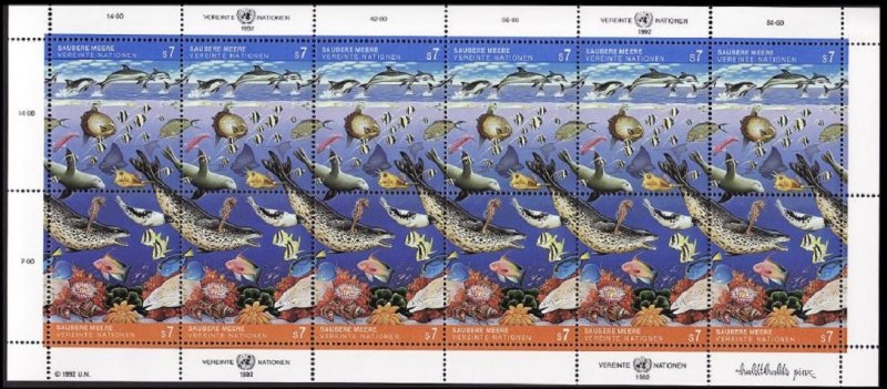 UN Vienna Clean Ocean Sheetlet of 6 pairs 1992 MNH SG#V126-V127