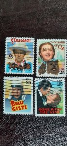 US Scott # 2445-2448; 25c Classic Films, 1990; used; VF centering