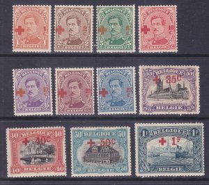 Belgium B34-44 Mint OG 1918 Semi Postal Surcharged 1c+1c-1fr+1fr Issues VF