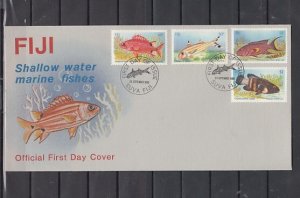 Fiji, Scott cat. 536-539. Shallow Water Fish. First day cover.