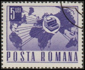 Romania 2283 - Cto - 5L World Map / Teletype (Lg. size) (1971)