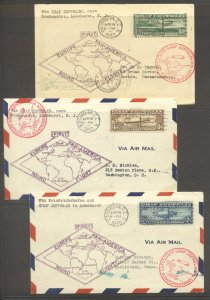 U.S. #C13-15 on Matched First Day Covers - 1930 Graf Zeppelin Set