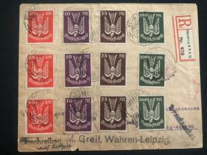 1923 Nuremberg Germany Early Airmail Inflation Rate Stamps cover to Leipzig