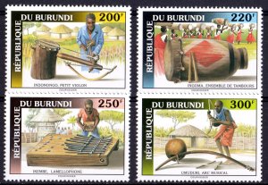 Burundi 1993 Sc#702/705 TRADITIONAL MUSICAL INSTRUMENTS Set (4) MNH