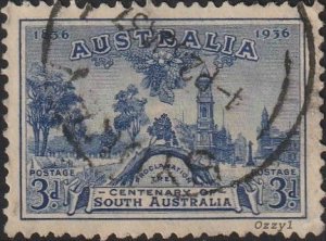 Australia 1936 Sc#160, SG#162 3d Blue Centenary of SA USED-Fine-H.