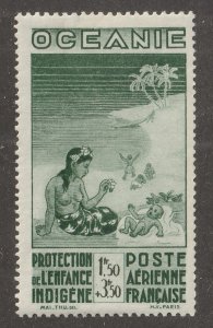 French  Oceania Postage, Stamp, Scott#cb2,  Mint, Hinged, Woman/Baby on Beach