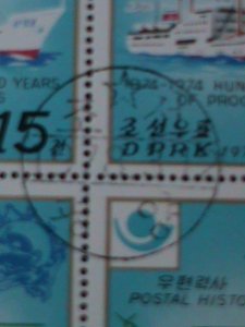 ​KOREA-1978-SC#1673 MAIL STEAMER & HELICOPTER-CTO BLOCK FANCY CANCEL, VF-LAST ON