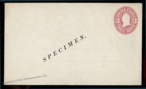 USA SPECIMEN 3c UPSS 123 U59 Without Request Postal Stationery 86072