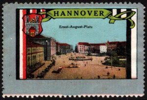 Vintage Germany Poster Stamp Hannover Ernst-August-Platz (Central Square)