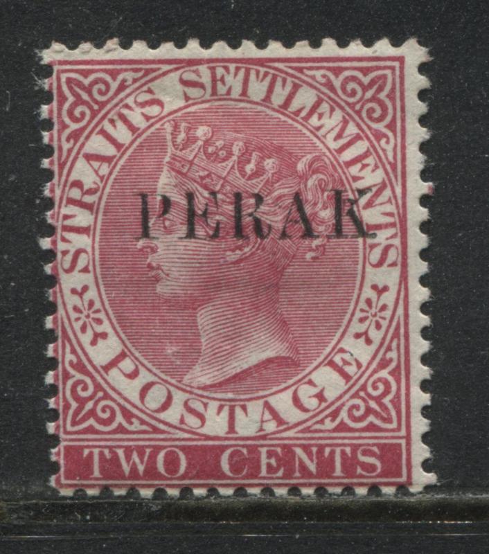 Perak overprinted on Straits Settlements  2 cents rose Narrow E  mint o.g.