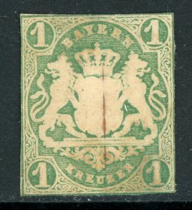 Germany States 1867 Bavaria 1 Kr Yellow Green Scott #15 VFU G394