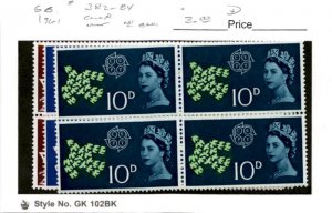 Great Britain, Postage Stamp, #382-384 Blocks Mint NH, 1961 Queen Elizabeth (AG)