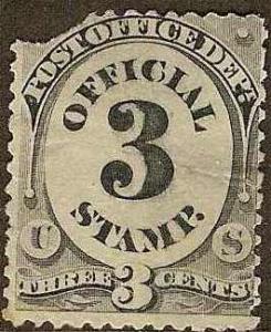 US - #O108 -Used-Filler 1879 -Post Office- 3c - SCV-10.00