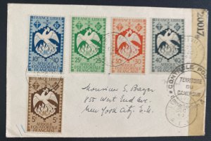 1943 Libreville French Equatorial  Africa Censored Cover To New York Usa