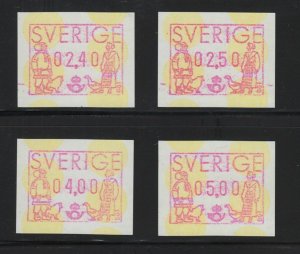 1991 SWEDEN frama labels set of 4 MNH 2.4 2.5 4.0 5.0 kr ATM