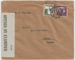 Tel-Aviv, Palestine to Nacka, Sweden 1946 Palestine Censor Tape ty 9 ... (C5558)